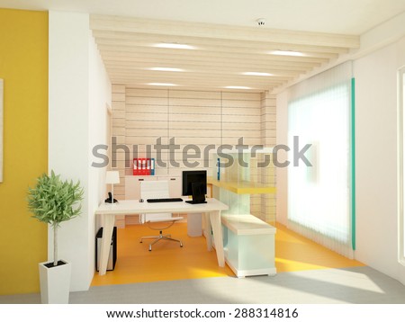 3d rendering of a bank office interior design