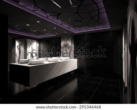 3d rendering of a night club wc interior design
