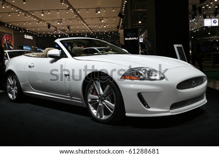 stock photo MOSCOW RUSSIA AUGUST 27 JAGUAR XKR Cabrio presented at the