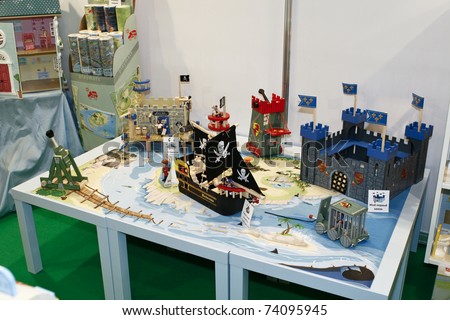 MOSCOW - MARCH 16: Dollhouse base of pirates presented at the International Toy Specialized Exhibition March 16, 2011 in Moscow