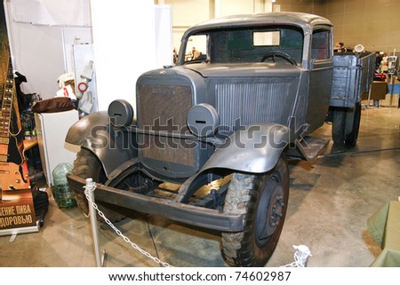 stock photo MOSCOW MARCH 25 Opel Blitz truck 1935 on display at at