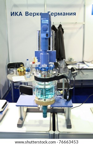 MOSCOW - APRIL 28: Laboratory stirrer IKA EUROSTAR at the international exhibition of analytical and laboratory equipment in Russia and CIS on April 28, 2011 in Moscow, Russia.