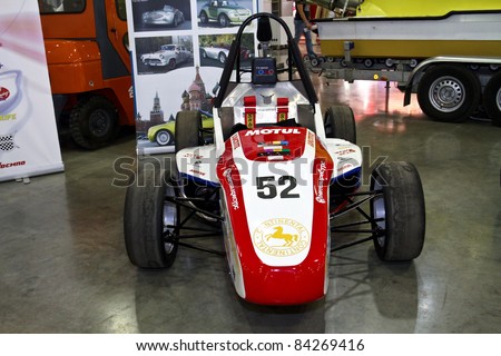 MOSCOW - AUGUST 25: Formula Hybrid engineered by students auto at the international exhibition of  the auto and components industry, Interauto on August 25, 2011 in Moscow