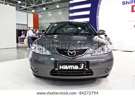 MOSCOW - AUGUST 25: Haima 3 at the international exhibition of  the auto and components industry, Interauto on August 25, 2011 in Moscow