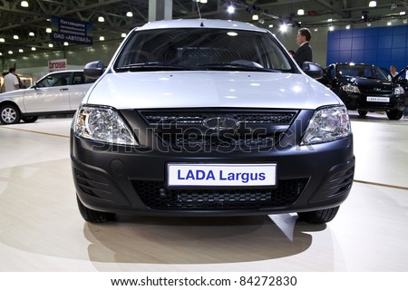 MOSCOW - AUGUST 25: Lada Largus wagon at the international exhibition of  the auto and components industry, Interauto on August 25, 2011 in Moscow