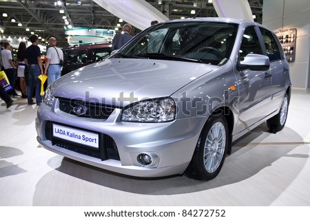 MOSCOW - AUGUST 25: LADA Kalina Sport at the international exhibition of  the auto and components industry, Interauto on August 25, 2011 in Moscow
