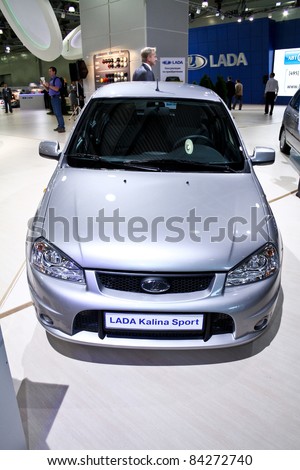 MOSCOW - AUGUST 25: LADA Kalina Sport at the international exhibition of  the auto and components industry, Interauto on August 25, 2011 in Moscow
