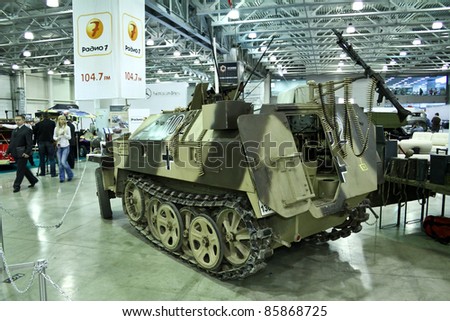 MOSCOW - SEPTEMBER 16: Intelligence armored car Demag D7p Sd.Kfz. 250/5 2 ausf. B 1944 at the international exhibition of the technical antiques on September 16, 2011 in Moscow, Russia