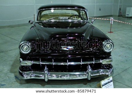 stock photo MOSCOW SEPTEMBER 16 Chevrolet Bel Air Hot Rod 1954 at the