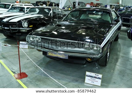 MOSCOW - SEPTEMBER 16: Dodge Challenger 1970 at the international exhibition of the technical antiques on September 16, 2011 in Moscow, Russia