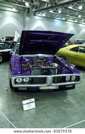 MOSCOW - SEPTEMBER 16: Dodge Challenger 1974 at the international exhibition of the technical antiques on September 16, 2011 in Moscow, Russia