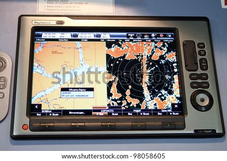 MOSCOW-MAY 11: Satellite navigation system at the international exhibition of the telecommunications industry Sviaz-Expocomm on May 11, 2011 in Moscow