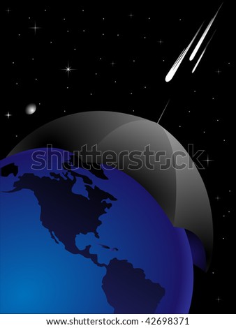 The abstract image of protection of planet the Earth from threat from space