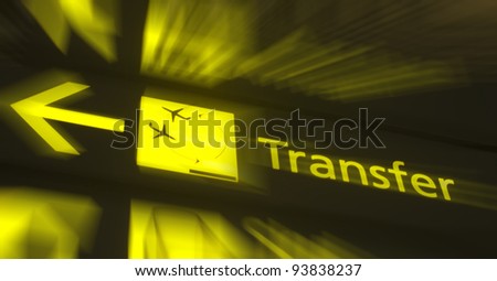 Transfer signboard in an airport