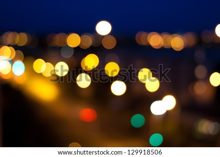 blurred city lights from above
