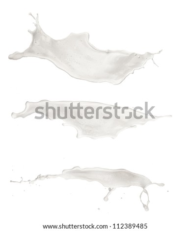 Milk splashes collection on white background