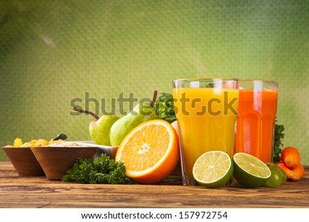 Fresh Juice,Healthy Drink On Wood