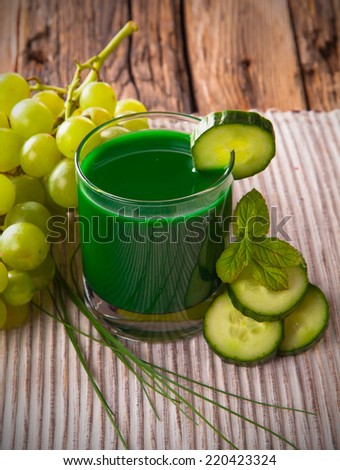Healthy green cucumber, grape and lime juice