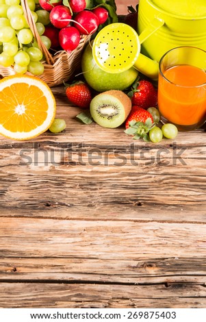 Fresh juice carrot, Healthy drink on wood, breakfast concept, Nature fruits and vegetable