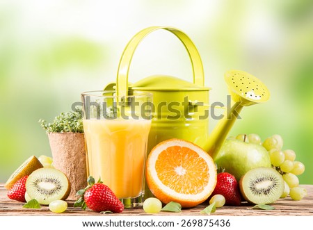 Fresh juice orange,Healthy drink on wood, breakfast concept, Nature fruits and vegetable