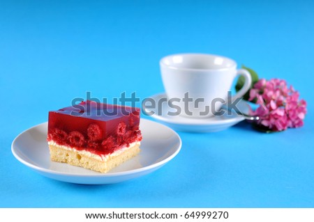 coffee set with piece of raspberry