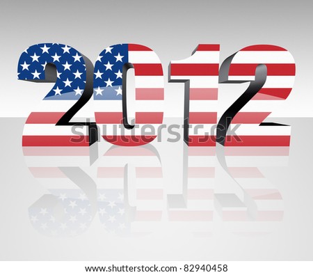 Year 2012 with flag wrapped over it to promote voting in the presidential election. Patriotic image.