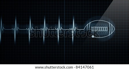 Horizontal Pulse Trace Heart Monitor with a football in line.