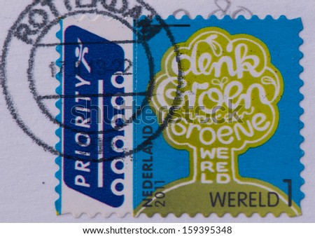 NETHERLANDS - CIRCA 2011:A stamp printed in Netherlands shows Environment,circa 2011
