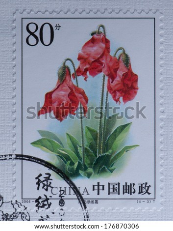 CHINA - CIRCA 2004:A stamp printed in China shows image of China 2004-18 Meconopsis Stamps - Flower,circa 2004