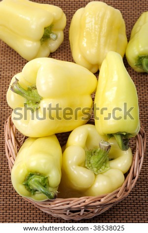 Yellow sweet pepper in a basket