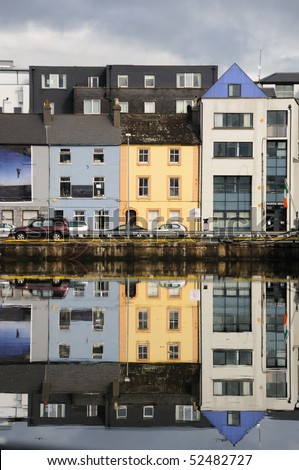 Buildings reflected in Galway Harbour, Republic of Ireland