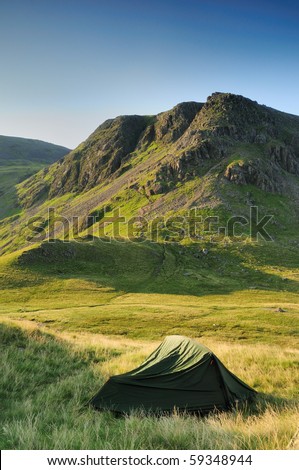 Wild camping on Black Sail Pass in the English Lake District