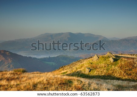 View from Lord Crag towards Wetherlam and the Coniston Fells in the English Lake District