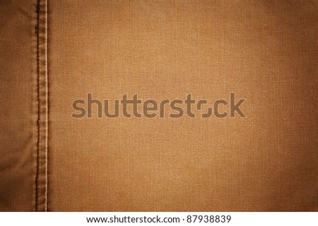 Brown fabric with seam, vintage background, high quality detailed texture