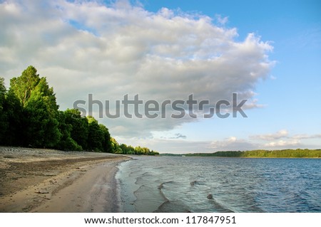 Low water of Daugava river in Latvia.