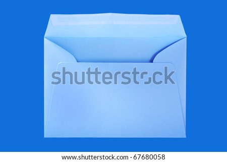 Blue envelope isolated on the blue surface with work paths.
