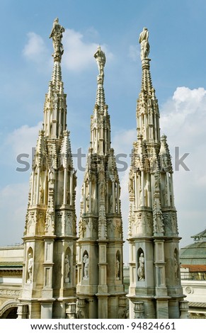 Statues of the Cathedral Dome in Milan.