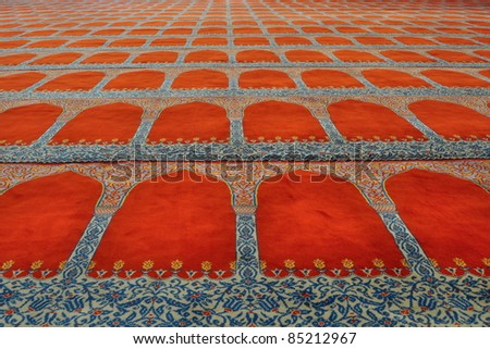 Oriental prayer mat in mosque