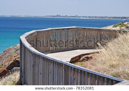 Round tourist walking path at the edge of the land. Hallett Cove, Adelaide. Geometric.