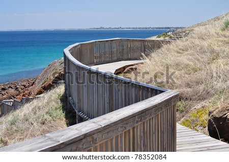 Round tourist walking path at the edge of the land. Hallett Cove, Adelaide. Geometric.