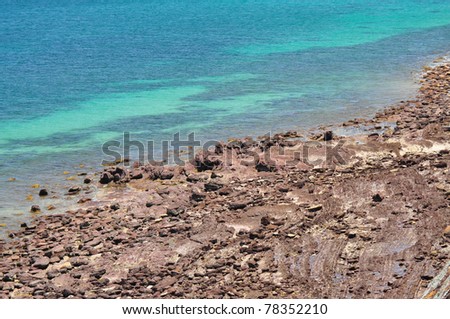 Beautiful azure, blue water beach. Hallett Cove Conservation Park, South Australia.