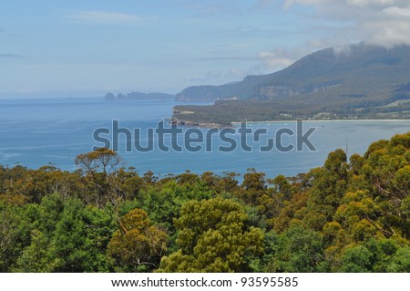 Tasmanian landscape, seascape. Beautiful Tasmanian nature. Australia, Tasmania