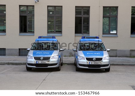 BERLIN, GERMANY, CIRCA 2013 - The police cars on the street circa 2013 in Berlin, Germany