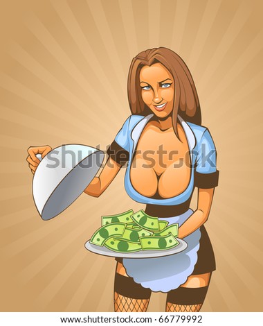 Vector Woman With Money - 66779992 : Shutterstock