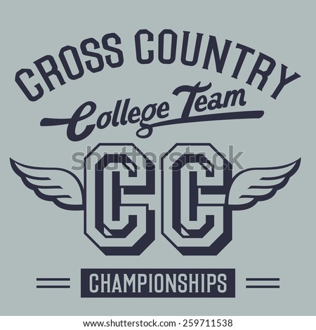 Cross country championships college team, t-shirt typographic design