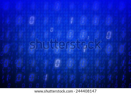 Binary code on blue background, concept for data, network, computing, world wide web or cyber attacks