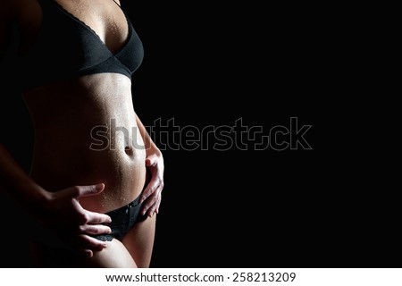 Wet Body of Young Woman in White Underwear Stock Image - Image of