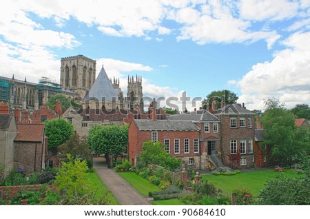 Famous York Minster, York, UK, backyard, gardens