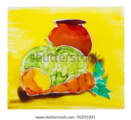 Painted on glass abstract vegetables art still life image background