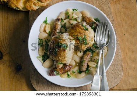 Chicken, sausage and butter bean broth